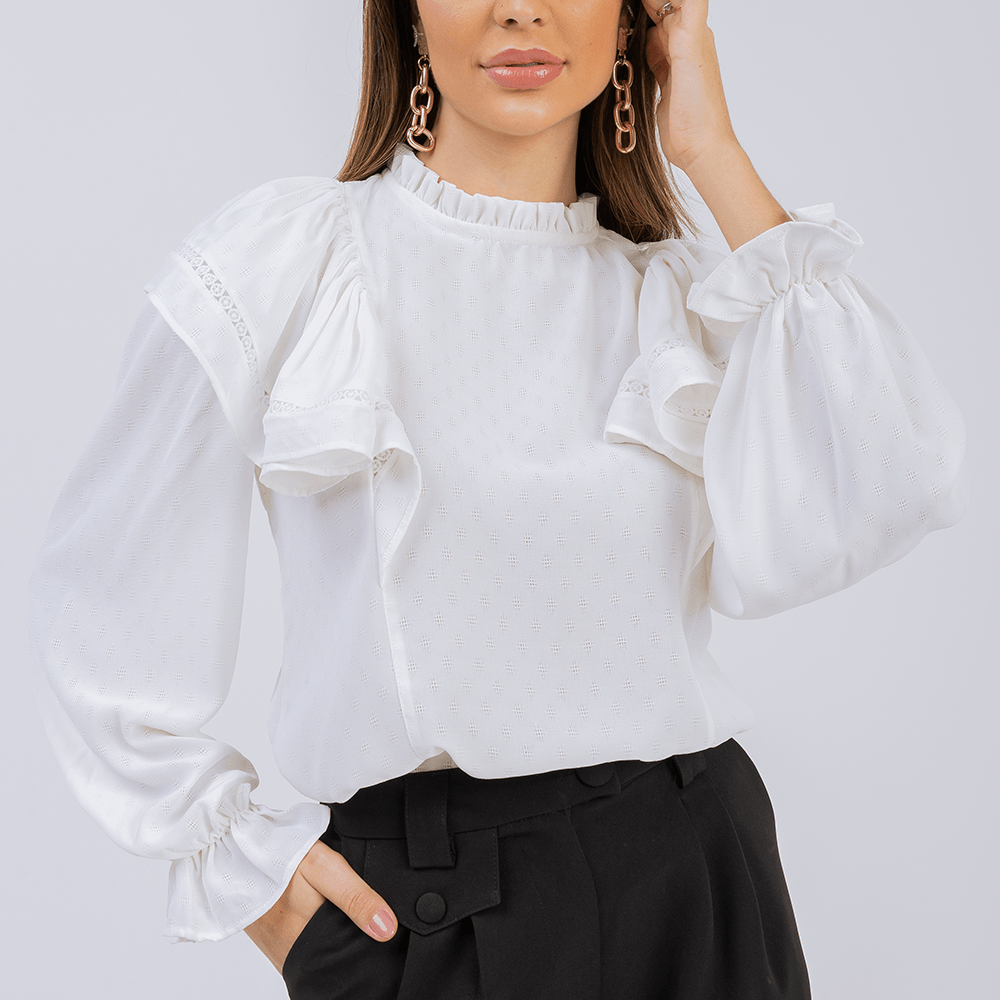 Blusa Babado Manga  Offwhite