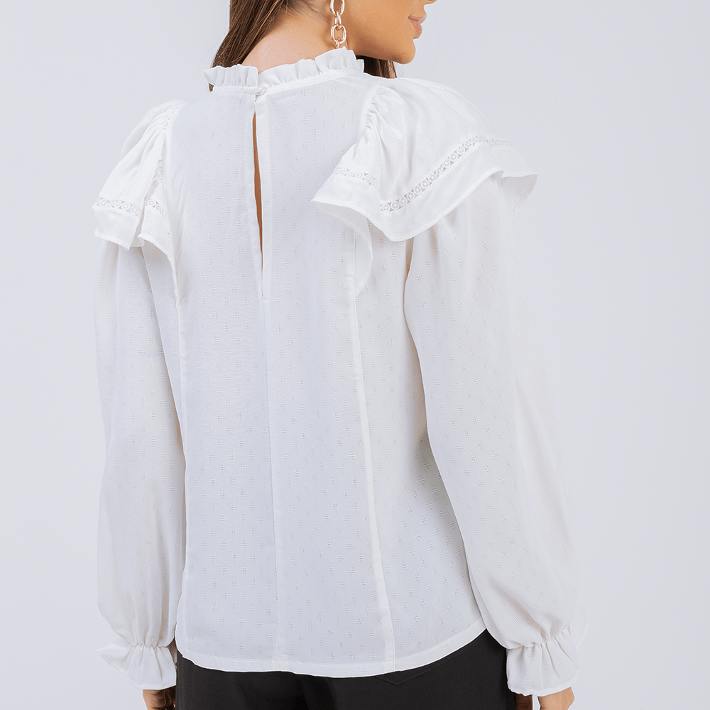 Blusa Babado Manga  Offwhite