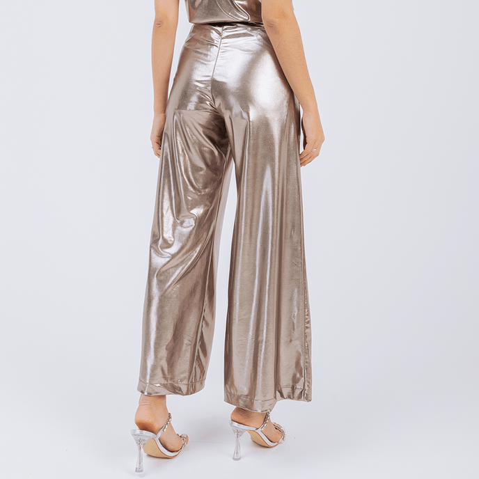 Calça online brilhosa prata