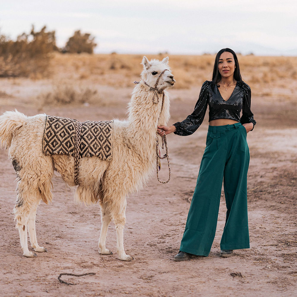 Cropped Manga Longa Brilho Preto