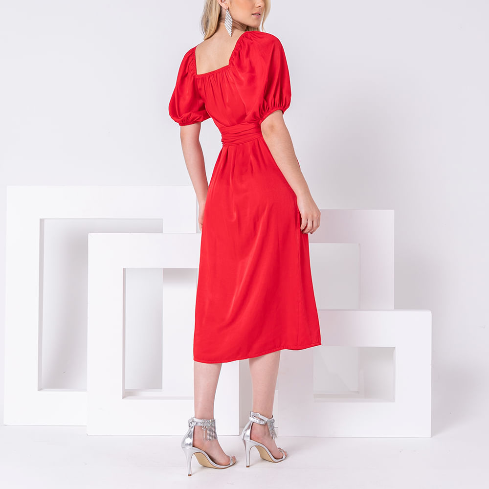 Vestido Midi Transpassado Vermelho