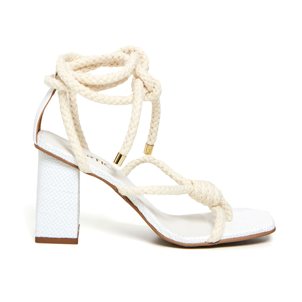 Sandália Bloco Cordão Offwhite