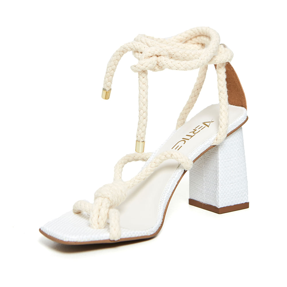 Sandália Bloco Cordão Offwhite