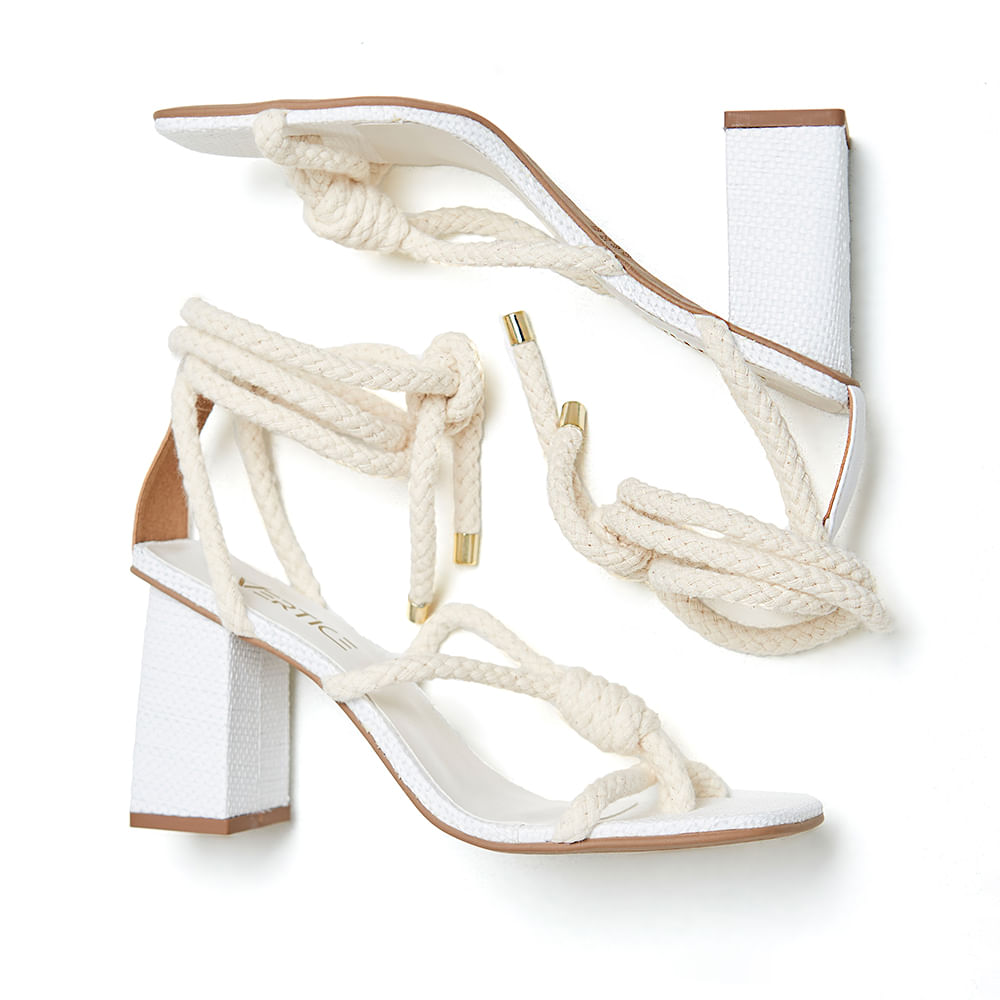Sandália Bloco Cordão Offwhite