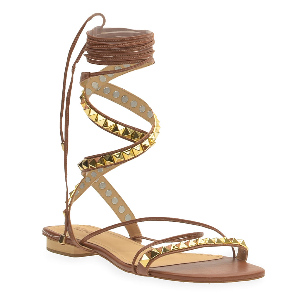 Rasteira Amarração Spikes Marrom