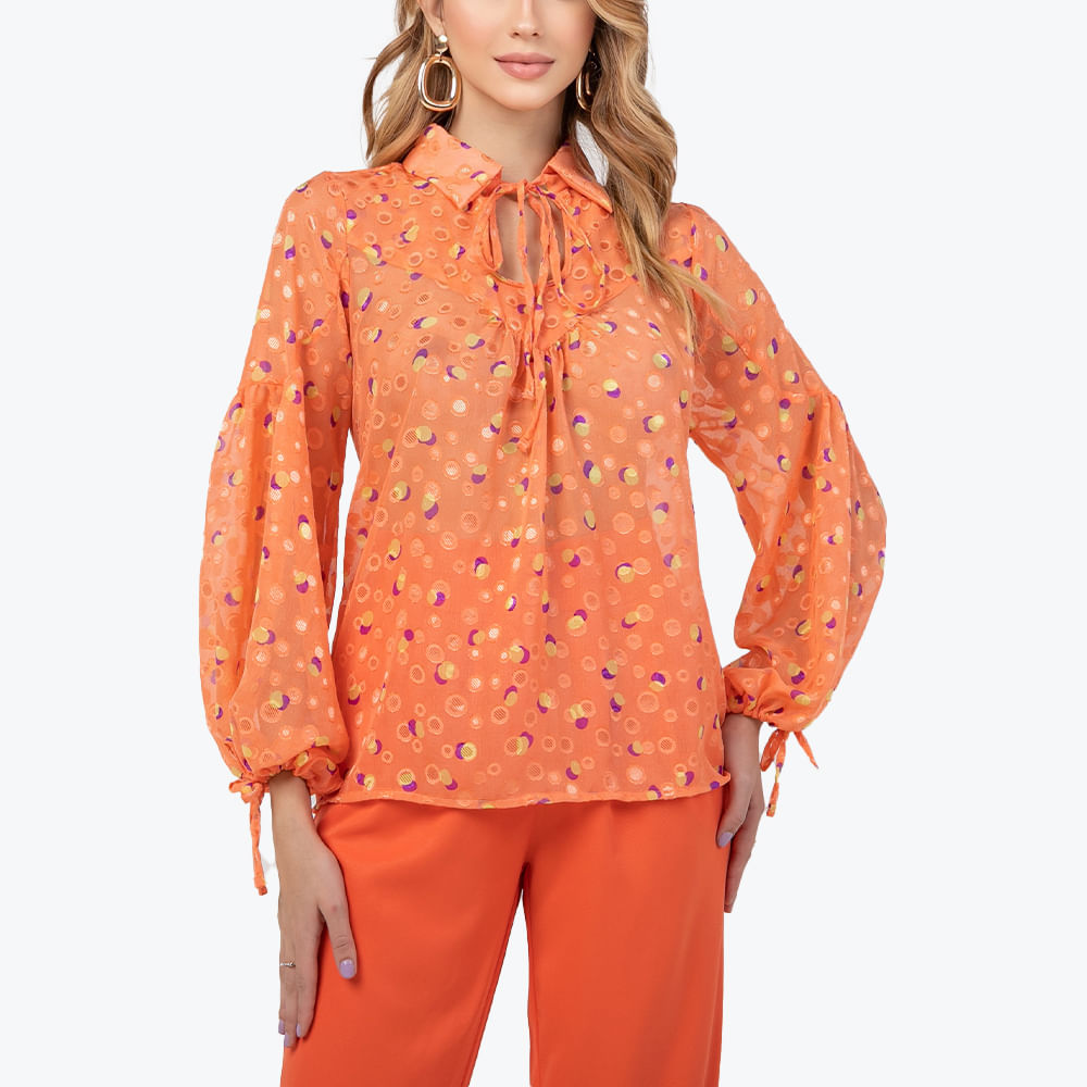 Blusa Manga Bufante Coral