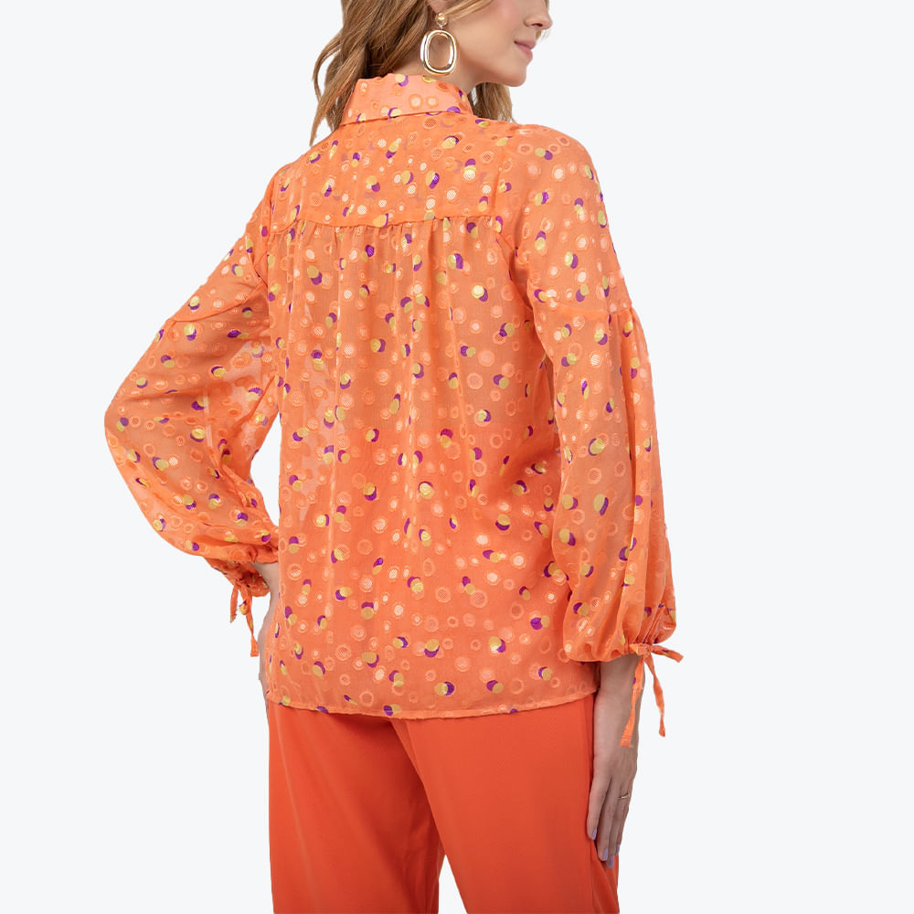 Blusa Manga Bufante Coral