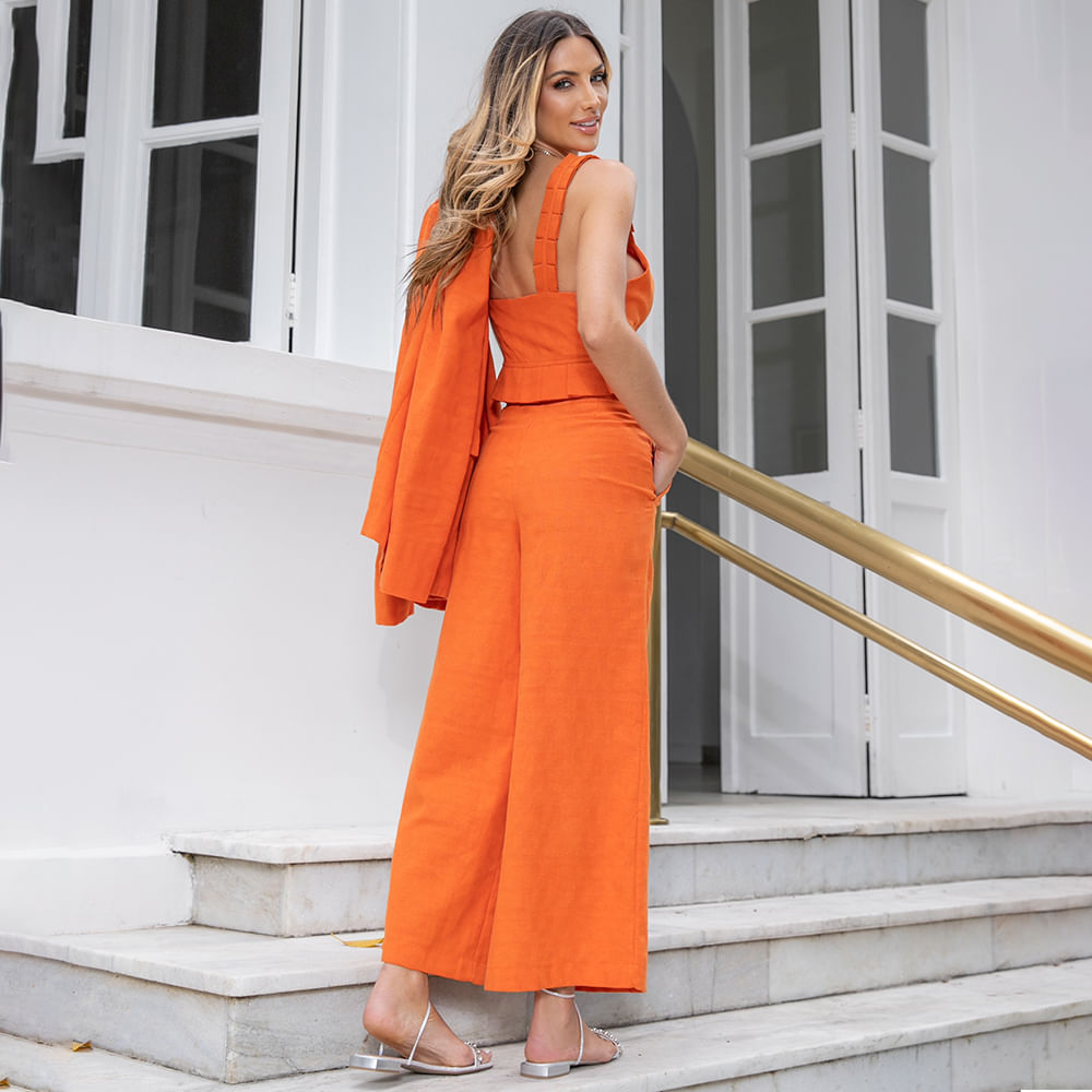 Calça Pantacourt Linho Coral