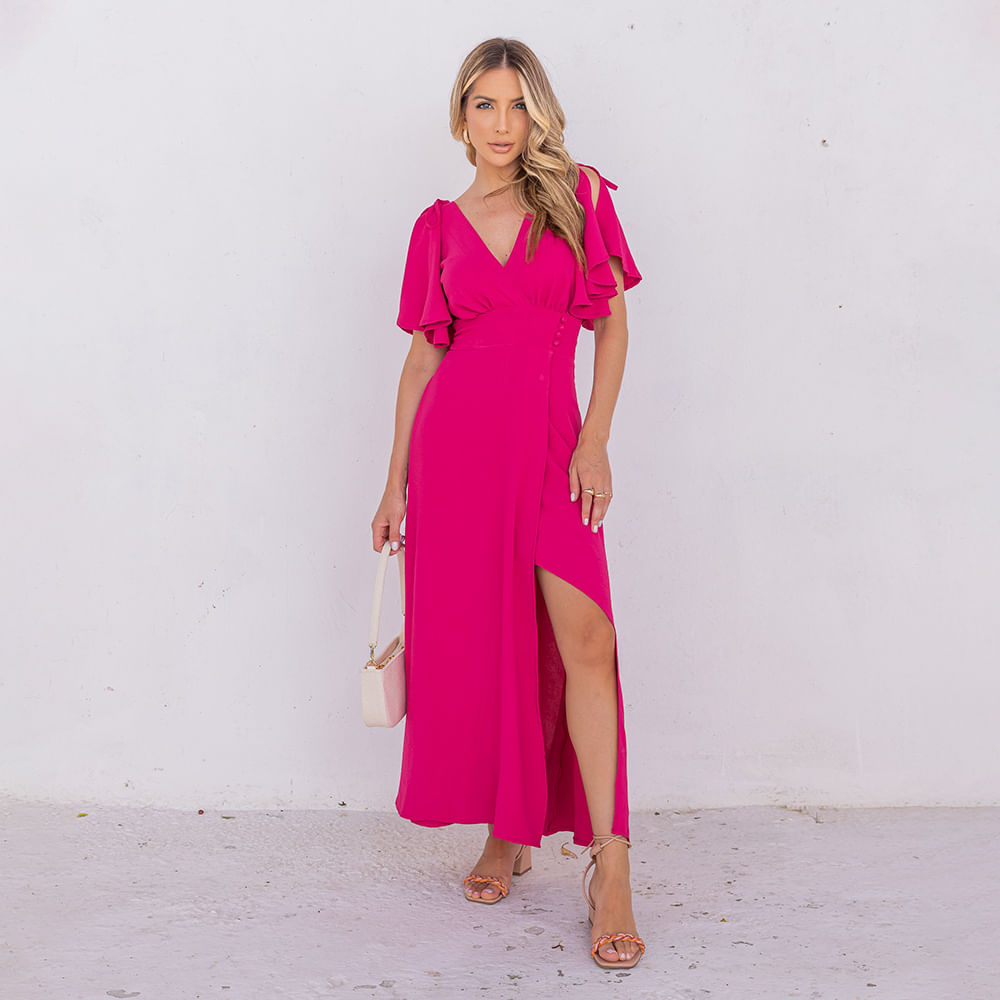 Vestido Longo Transpassado Pink