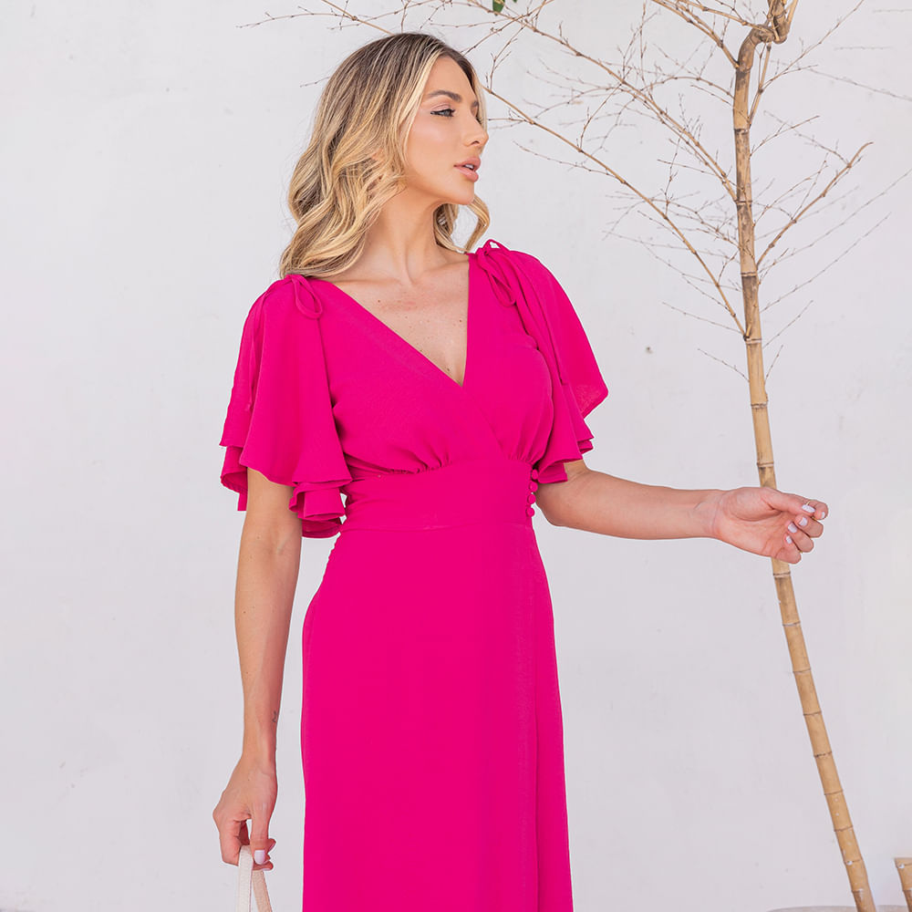 Vestido Longo Transpassado Pink