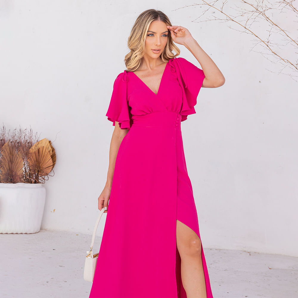 Vestido Longo Transpassado Pink