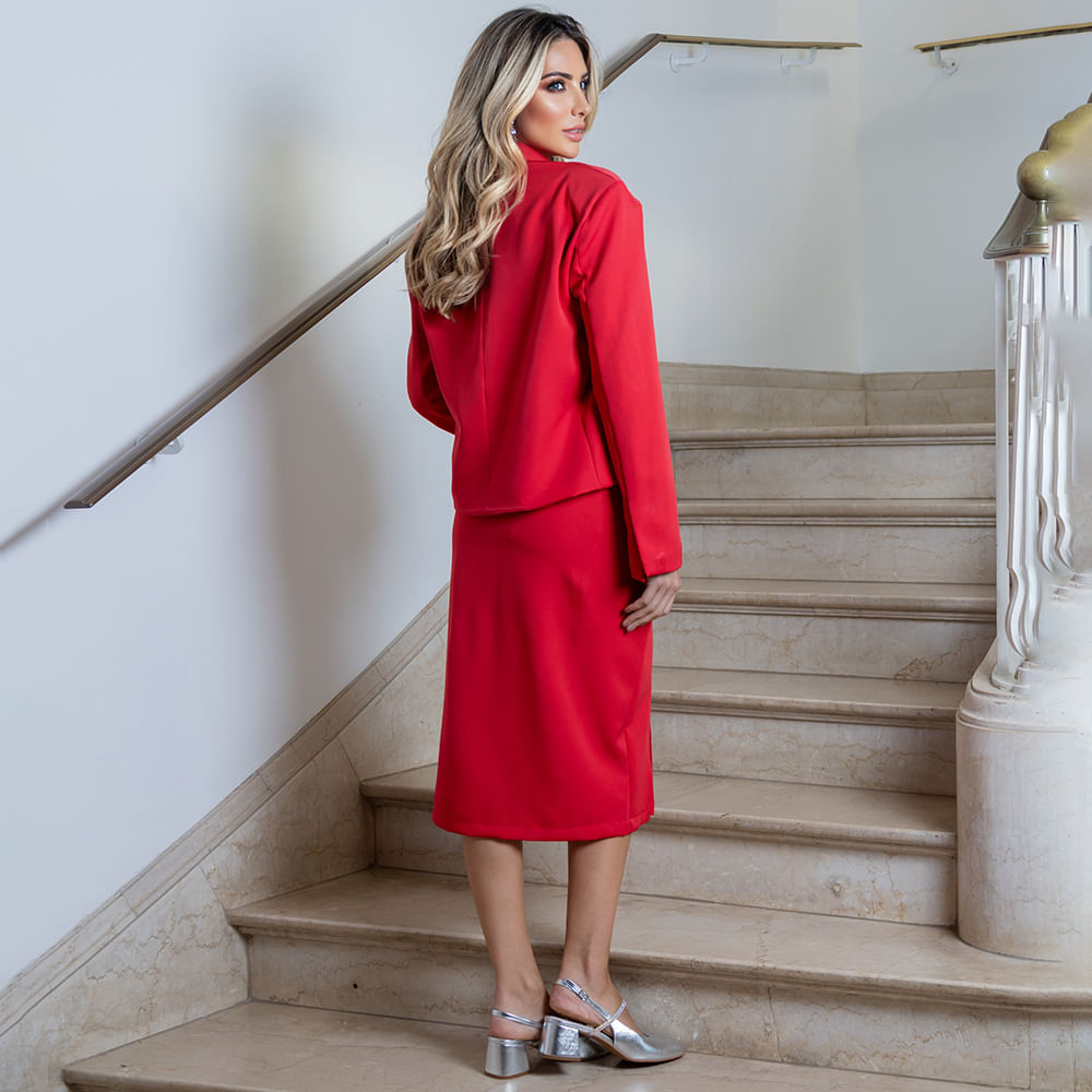 Blazer Cropped Alfaiataria Vermelho